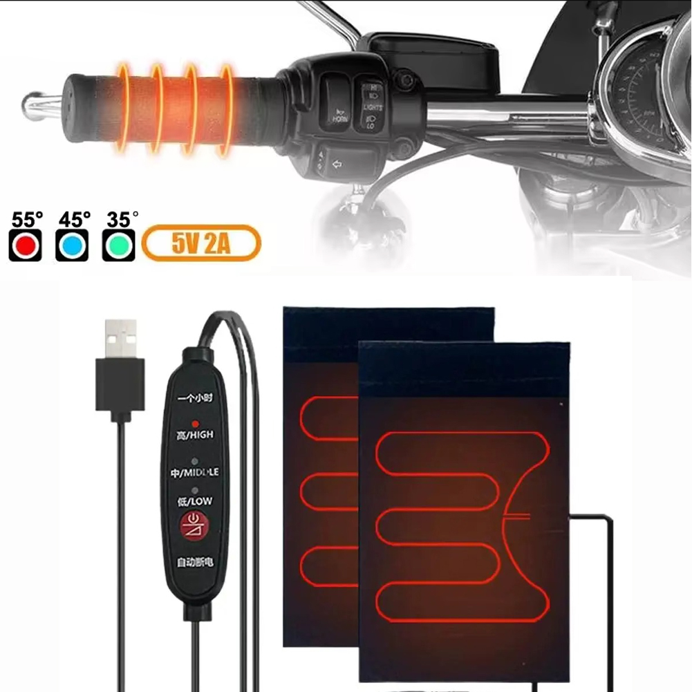Handlebar Grip Heated - Beheizbare Motorradgriffe USB 12V 3-Stufen Einstellbare