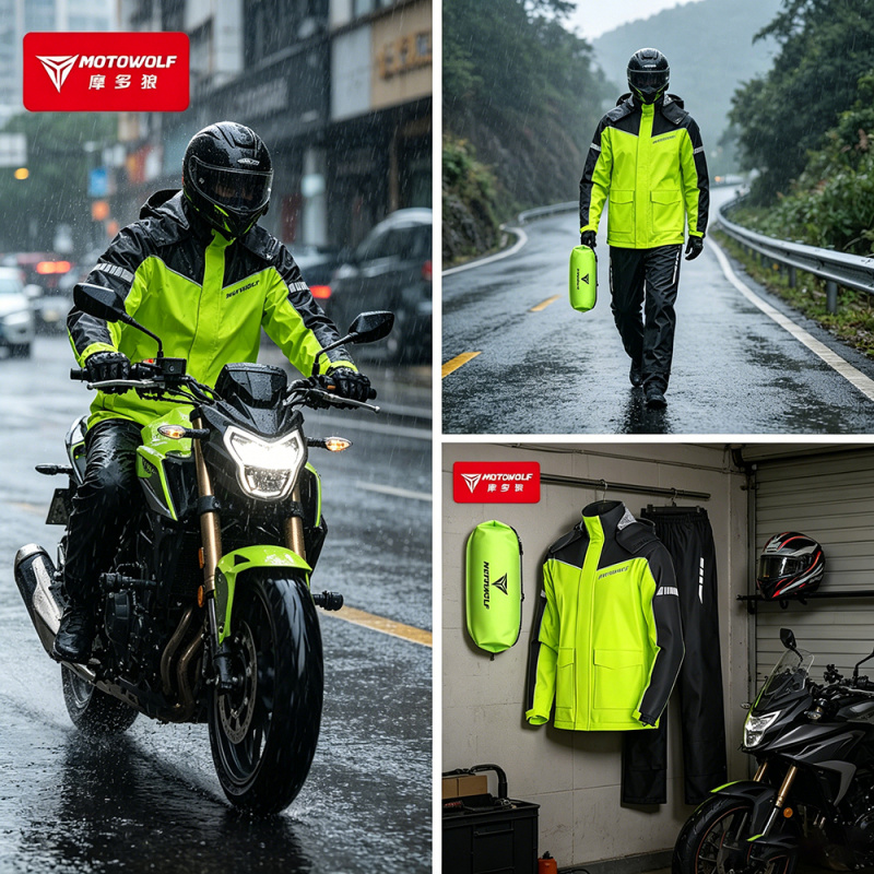 Motorcycle Gear Mens - MOTOWOLF Motorrad-Regenmantel Zubehör Wasserdichter Regenanzug Reflektierende